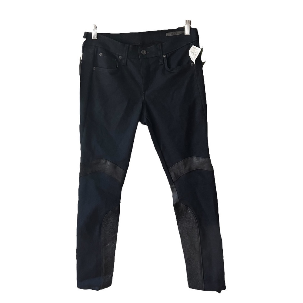RAG & BONE Midnight Moto Leather Panel Skinny Jeans 28